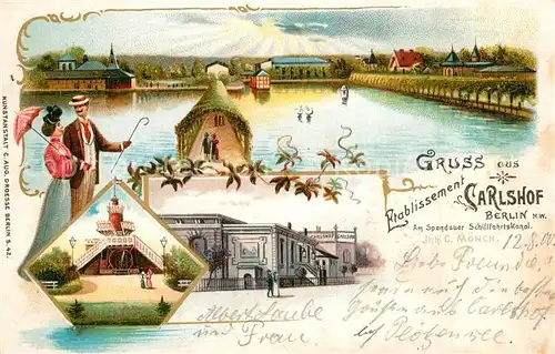 AK / Ansichtskarte Carlshof_Berlin Etablissement Spandauer Schiffahrtskanal  