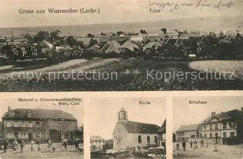 AK / Ansichtskarte Wustweiler Panorama Baeckerei Colonialwarenhandlung Kirche Schulhaus 