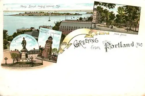 AK / Ansichtskarte Portland_Maine Soldiers Monument Portland Observatory 