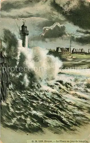 AK / Ansichtskarte Dieppe_Seine Maritime Le Phare un jour de tempete Dieppe Seine Maritime