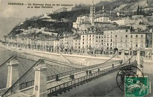 AK / Ansichtskarte Grenoble Le Nouveau Pont de fer suspendu et le Quai Perriere Grenoble