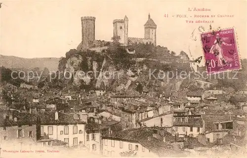 AK / Ansichtskarte Foix Rocher et Chateau Vue generale Foix