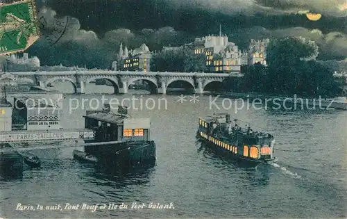 AK / Ansichtskarte Paris la nuit Pont Neuf et Ile du Vert Galant Paris
