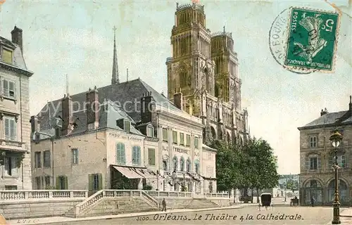 AK / Ansichtskarte Orleans_Loiret Le Theatre et la Cathedrale Orleans_Loiret