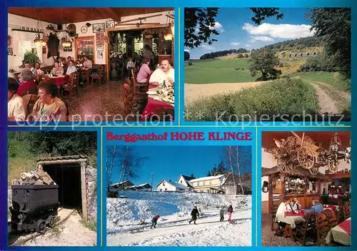 AK / Ansichtskarte Trusetal Berggasthof Hohe Klinge Gastraeume Panorama Trusetal