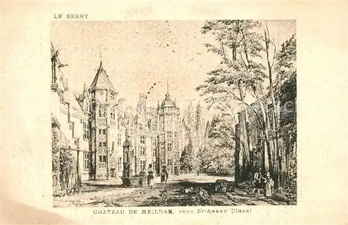 AK / Ansichtskarte Saint Amand Montrond Chateau de Meilhan Dessin Kuenstlerkarte Saint Amand Montrond