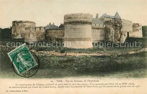 AK / Ansichtskarte Ham_Somme Chateau Esplanade Schloss Ham_Somme