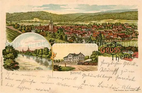 AK / Ansichtskarte Themar Werra Bahnhof Panorama Themar