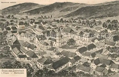AK / Ansichtskarte Lautenbach_Haut_Rhin_Elsass Marktplatz Kirche Panorama Lautenbach_Haut