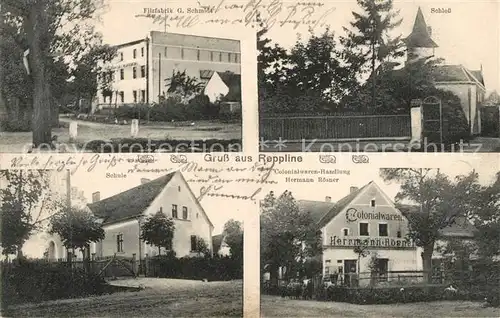 AK / Ansichtskarte Reppline_Rzeplin Filzfabrik Schloss Schule Kolonialwarenhandlung 