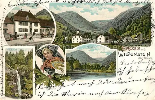 AK / Ansichtskarte Wildenstein_Haut Rhin Gasthaus zur Sonne Stauweiher Wasserfall  Wildenstein_Haut Rhin