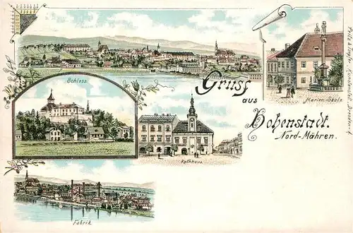 AK / Ansichtskarte Hohenstadt_March_Zabreh Schloss Mariensaeule Fabrik Hohenstadt_March_Zabreh