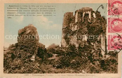 AK / Ansichtskarte Pouzauges Le vieux Chateau Monument historique Pouzauges