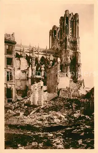 AK / Ansichtskarte Reims_Champagne_Ardenne La Cathedrale en ruines Tour Nord Reims_Champagne_Ardenne