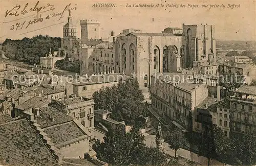 AK / Ansichtskarte Avignon_Vaucluse La Cathedrale et le Palais des Papes vue prise du Beffroi Avignon Vaucluse