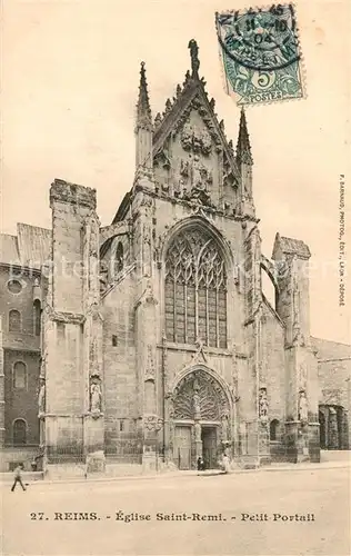 AK / Ansichtskarte Reims_Champagne_Ardenne Eglise Saint Remi Petit Portail Reims_Champagne_Ardenne