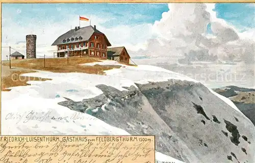 AK / Ansichtskarte Feldberg_Schwarzwald Friedrich Luisenturm Gasthaus zum Feldberg Winter Feldberg Schwarzwald