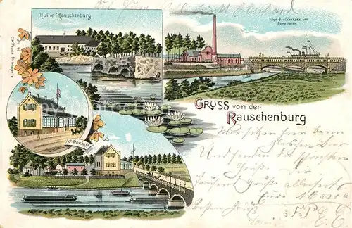 AK / Ansichtskarte Rauschenburg_Westfalen Ruine Rauschenburg Tenkhoff Brueckenkanal Pumpstation 