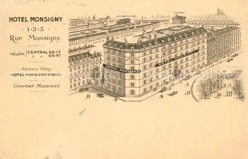 AK / Ansichtskarte Paris Hotel Monsigny Paris