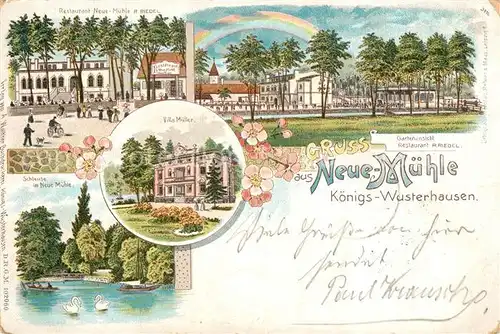 AK / Ansichtskarte Koenigs Wusterhausen Neue Muehle Villa Mueller Schleuse Restaurant Koenigs Wusterhausen
