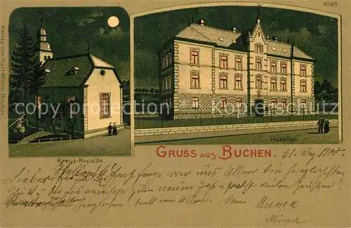 AK / Ansichtskarte Buchen_Odenwald Kreuzkapelle Hospital Mondschein Buchen Odenwald