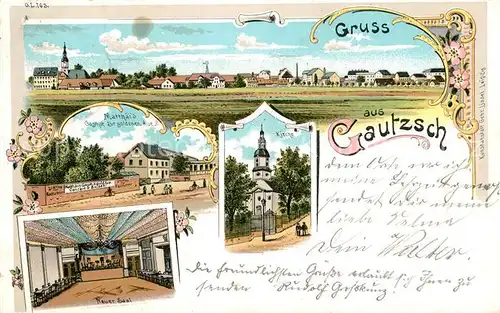 AK / Ansichtskarte Gautzsch Panorama Gasthof Saal Kirche Litho Gautzsch