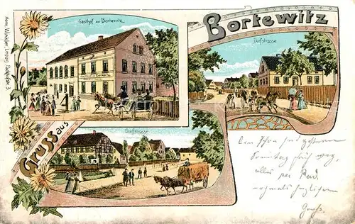 AK / Ansichtskarte Bortewitz Gasthof Dorfstrasse Litho Bortewitz
