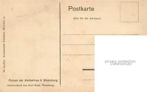AK / Ansichtskarte Weinsberg Ruinen der Burg Weibertreu Weinsberg