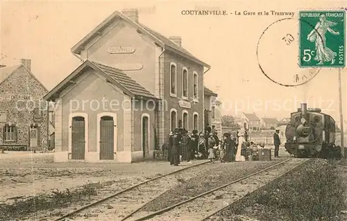 AK / Ansichtskarte Coutainville La Gare et le Tramway Coutainville