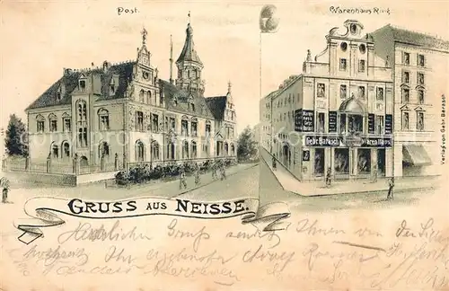 AK / Ansichtskarte Neisse_Oberschlesien Post Warenhaus  Neisse_Oberschlesien