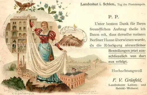 AK / Ansichtskarte Landeshut_Schlesien Verkaufshaus Landeshuter Leinen und Gebild Weberei Landeshut_Schlesien