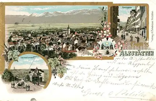 AK / Ansichtskarte Altstaetten_SG Bahnhofstrasse Marktgasse Panorama Altstaetten_SG