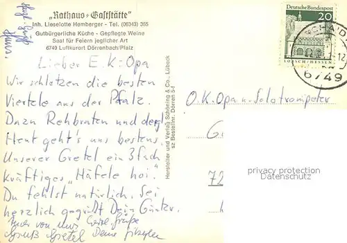 AK / Ansichtskarte Doerrenbach Rathaus Gaststaette Gastraeume Doerrenbach