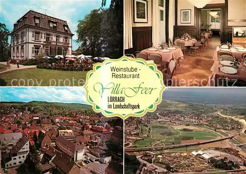 AK / Ansichtskarte Loerrach Weinstube Restaurant Villa Feer Fliegeraufnahme Loerrach