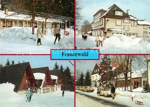 AK / Ansichtskarte Frauenwald_Thueringen Cafe Lenkgrund FDGB Erholungsheime Drei Kronen und Raymonde Dien Rennsteig Wanderhuetten Frauenwald Thueringen