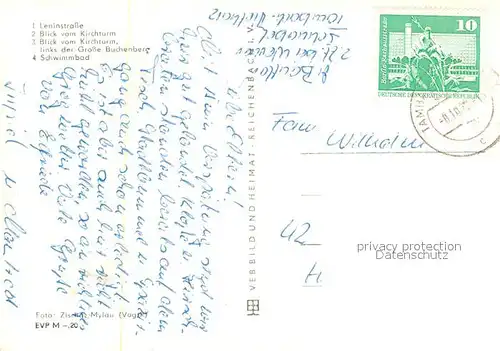 AK / Ansichtskarte Tambach Dietharz Leninstrasse Kirchturmblick Grosser Buchenberg Schwimmbad Tambach Dietharz