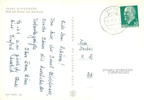 AK / Ansichtskarte Insel_Hiddensee Blick auf Kloster vom Dornbusch Insel Hiddensee