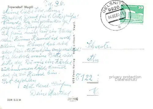 AK / Ansichtskarte Tirpersdorf Panorama Kirche 