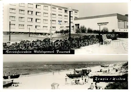 AK / Ansichtskarte Zempin Betriebsferienheim Waelzlagerwerk Fraureuth Strandpartie Zempin
