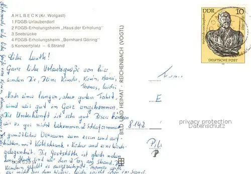 AK / Ansichtskarte Ahlbeck_Ostseebad FDGB Urlauberdorf und Erholungsheim Bernhard Goering  Seebruecke Konzerplatz Strand Ahlbeck_Ostseebad