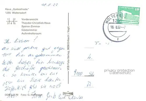 AK / Ansichtskarte Woltersdorf_Erkner Haus Gottesfriede Theodor Christlieb Haus Spener Zimmer Gaestezimmer Aufenthaltsraum Woltersdorf Erkner