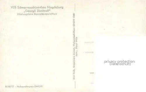 AK / Ansichtskarte Benneckenstein_Harz Erholungsheim Georgii Dimitroff  Benneckenstein_Harz