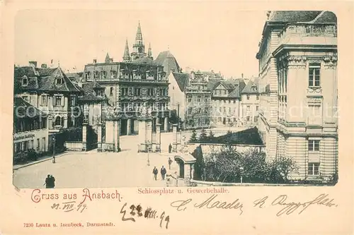 AK / Ansichtskarte Ansbach_Mittelfranken Schlossplatz Gewerbehalle Ansbach Mittelfranken