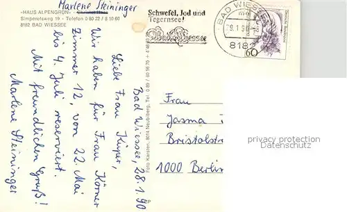 AK / Ansichtskarte Bad_Wiessee Haus Alpengr?n  Bad_Wiessee