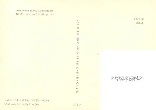 AK / Ansichtskarte Rohrbach_Saalfeld Gasthaus zum Sorbitzgrund  Rohrbach Saalfeld