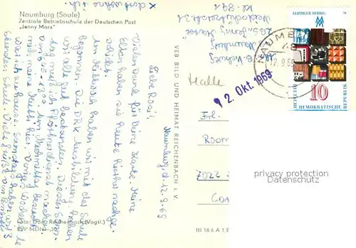 AK / Ansichtskarte Naumburg_Saale Zentrale Betriebsschule der Deutschen Post Jenny Mark  Naumburg_Saale