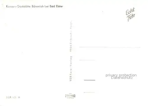 AK / Ansichtskarte Bad_Elster Konsum Gastst?tte B?renloh Bad_Elster