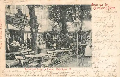 AK / Ansichtskarte Hasenhaide_Berlin Restaurant Franz Mittmann Hasenhaide 20. Hasenhaide Berlin