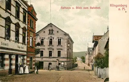 AK / Ansichtskarte Klingenberg_Main Rathaus Bahnhof Klingenberg Main