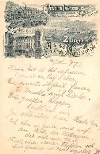 AK / Ansichtskarte Zuerich_ZH Pension Jakobsburg  Zuerich_ZH